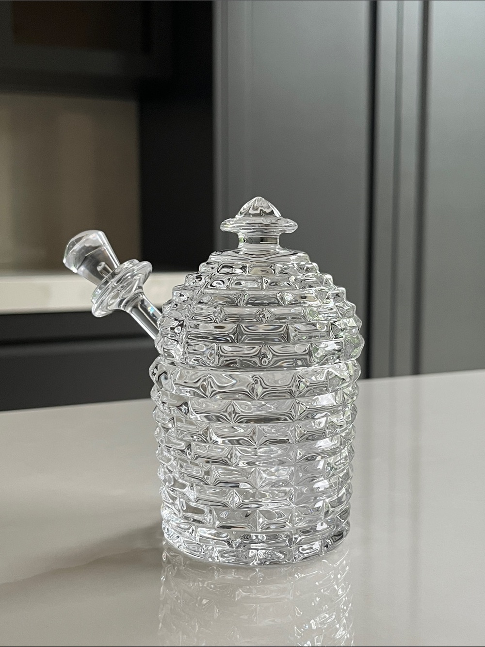 Godinger Honey Jar with Acrylic Honey Wand. Lead Free.